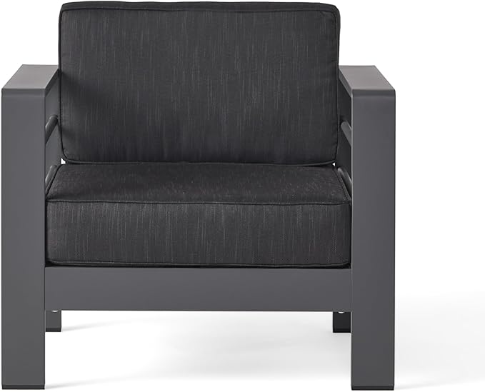 Christopher Knight Home Cape Coral Outdoor Grey Aluminum 4 Piece Sofa Conversation Set with Water Resistant Cushions