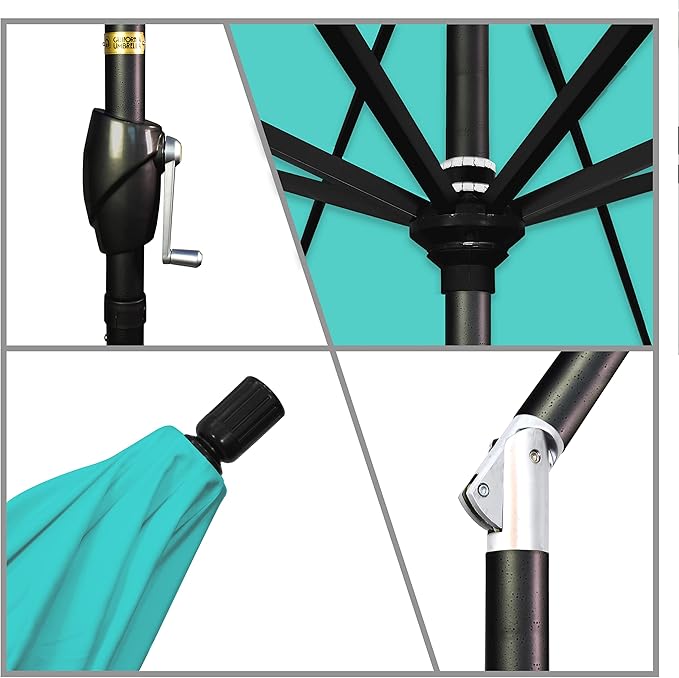 California Umbrella 7.5' Round Aluminum Market Umbrella, Crank Lift