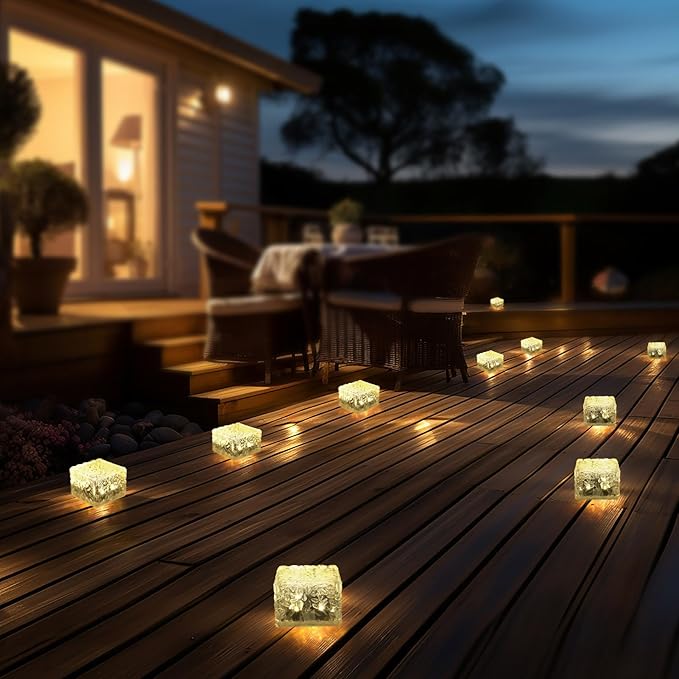 MLKNK Solar Brick Lights-Outdoor Solar Lights for Yard-Solar Brick Landscape Path Light 6 Pack LED Light Brick Garden Decor for Pathway Patio Walkway Backyard Decoration