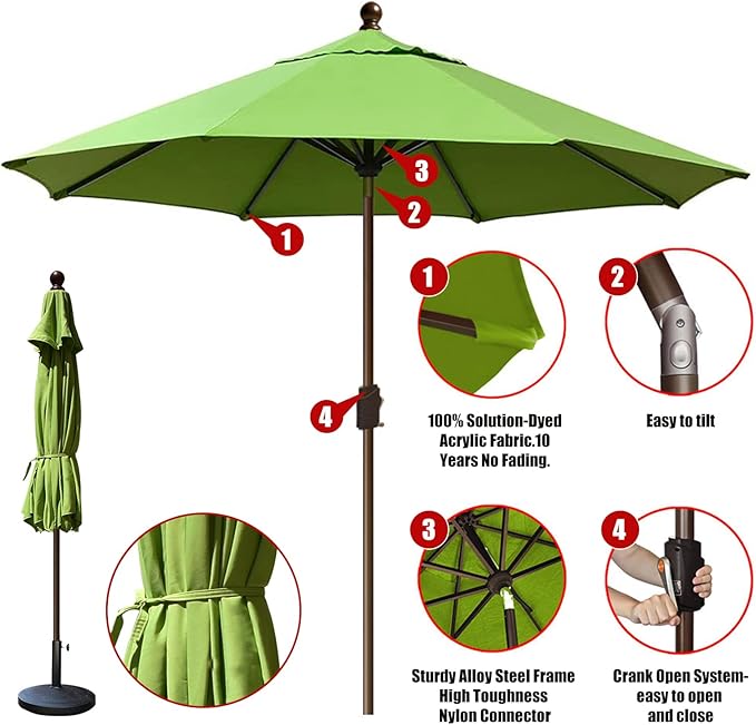 EliteShade USA 10-Year-Non-Fading 10Ft Market Patio Umbrella, UPF 50+ UV Protection Performance Sun Umbrella, Heavy Duty Commercial Grade Outdoor Table Umbrella with Crank & Tilt, Windproof Vented Top for Garden, Pool, Deck and Outdoor Playsets, Macaw ...