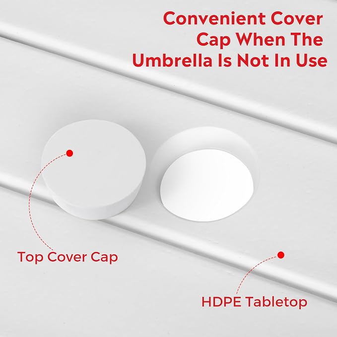 Costaelm Outdoor Bar Table, 37" Counter Height Square Patio Cocktail Bar Table with Umbrella Hole, Patio Bistro Dining Pub Table for Front Porch Deck Backyard Garden, White