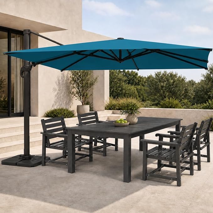 Cantilever Patio Umbrella, Large Square Outdoor Offset Umbrella with Aluminum Pole, 360-degree Rotation for Garden, Deck, Pool
