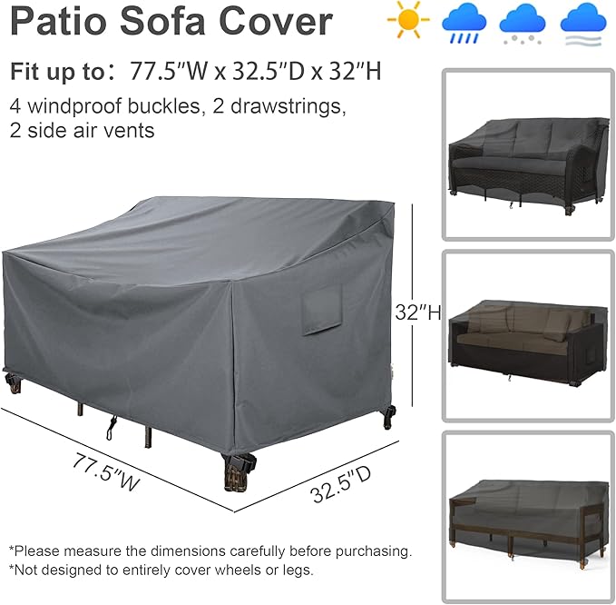Patio Furniture Covers,Outdoor Furniture Cover Waterproof,Patio Furniture Set Covers for 4 Piece Outdoor Conversation Set,Patio Covers Set-XX-Large (Grey)