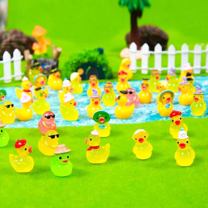 U-Zimikee 45 Pcs Multicolor Mini Resin Ducks, Little Ducks Figurines, Tiny Ducks to Hide, Small Miniature Ducks Figures Bulk for Fairy Garden, Dollhouse Decoration Micro Landscape Ornament