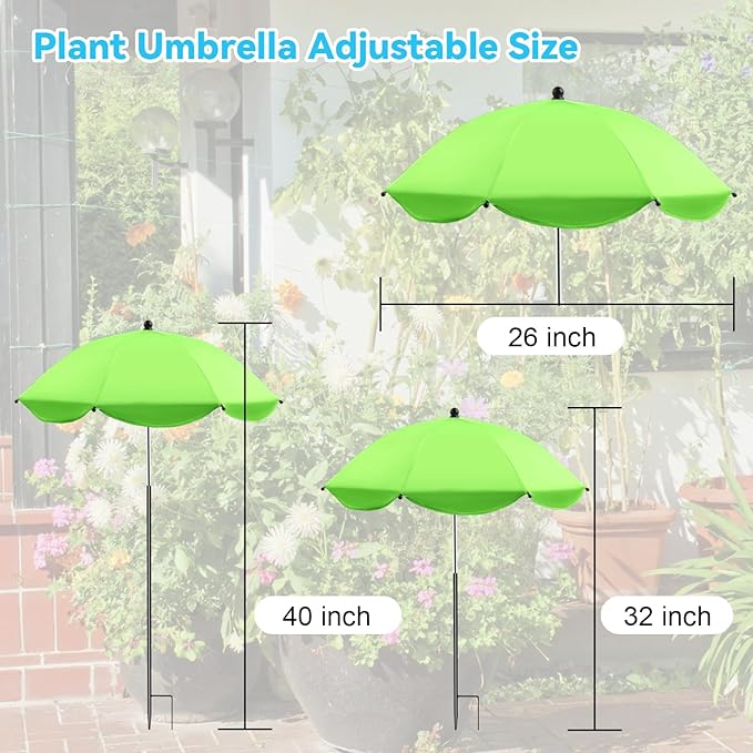 Plant Umbrellas for Outdoor Plants, 26" Larger Plant Shade for Potted Plants and Garden Beds, 40" Adjustable Angle Sun Protection Shade Cover Garden Umbrella for Plants, Flowers, Vegetables