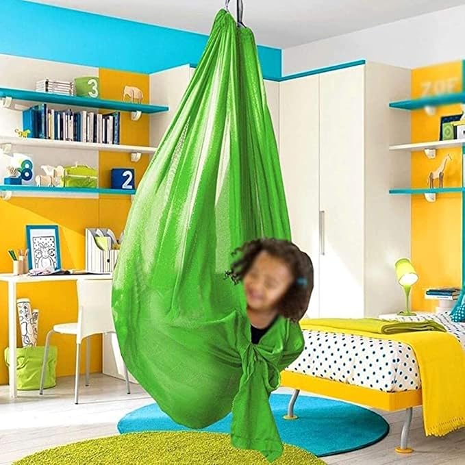 Nylon Snuggle Sensory Swing Indoor Therapy Swing Home Cuddle Hammock for Kids Children Teens with Special Needs Autism ADHD Aspergers Up to 440lbs (Size : 100 x 280 cm)