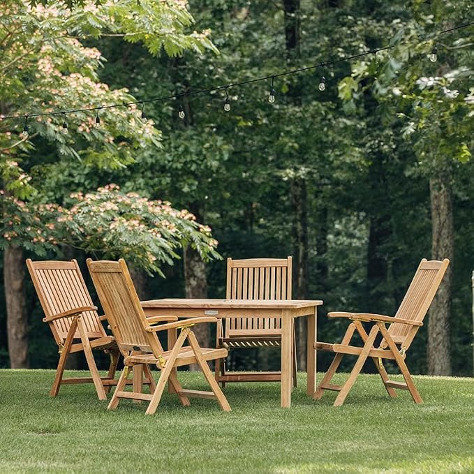 TITAN GREAT OUTDOORS Ash & Ember Sandhill Square 47" Outdoor Table, All-Weather Solid Wood Patio Furniture Made with Premium Grade A Teak Wood, Umbrella Hole Included