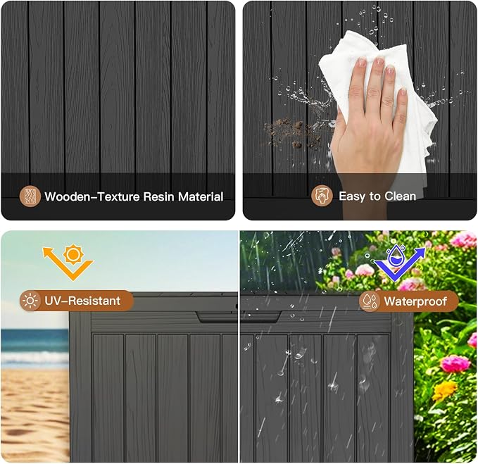 Outdoor Storage Box, 50 Gallon Waterproof Deck Storage Box, Lockable Patio Storage Bins for Package Delivery, Porch, Garden Tool, Cushions, Anti-Theft Weatherproof & UV-Resistant Parcel Drop Box
