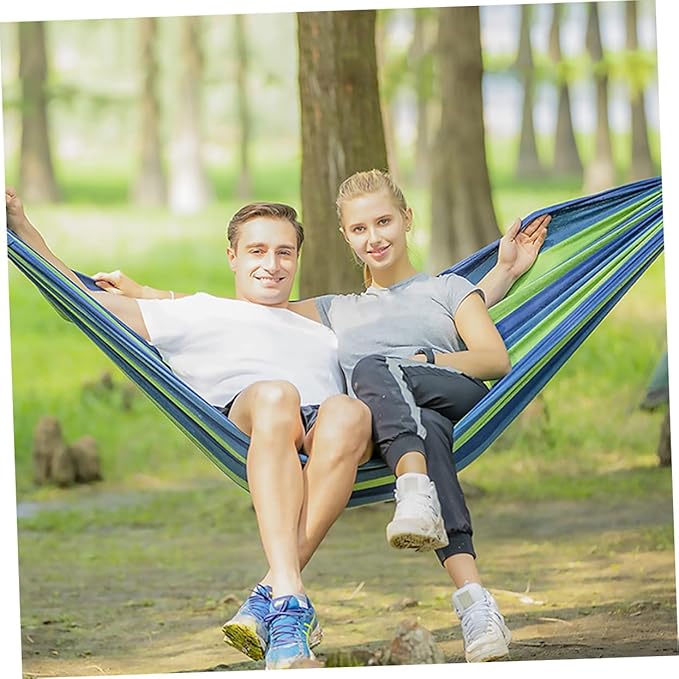 BESPORTBLE Double Thick Canvas Hammock Swing for Adults Outdoor Camping Hammock for Two Heavy-Duty Capacity for Camping and Relaxing