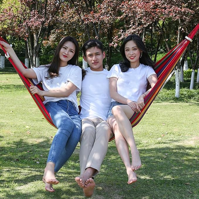 Swing Hammock Canvas Camping Hammock 200x80cm Thickened Outdoor Hanging Chair Colorful for Garden Patio Backyard Use