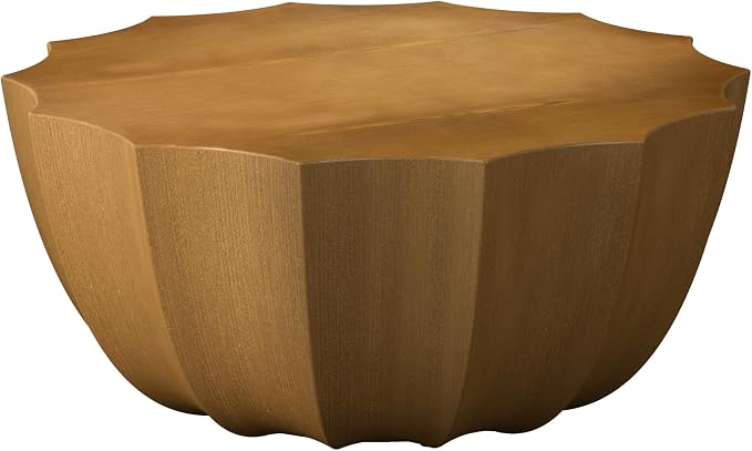 35.43" Round Outdoor Coffee Table, Durable MgO Cement Design – Waterproof for Patio, Garden & Living Room, Stylish & Low-Maintenance (Natural-12-35.43")