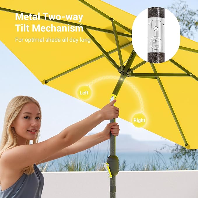 7.5ft Outdoor Umbrella Patio Umbrella,2-Year-Non-Fading,Table Market Patio Umbrella with Push Button Tilt and Crank,for Pool, Deck, Garden,Backyard