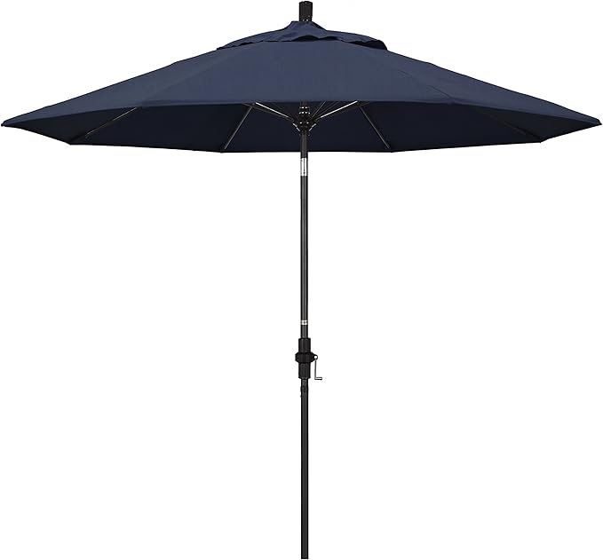 California Umbrella 9' Round Crank Lift, Collar Tilt, Aluminum Pole, Fiberglass Rib Patio Umbrella,