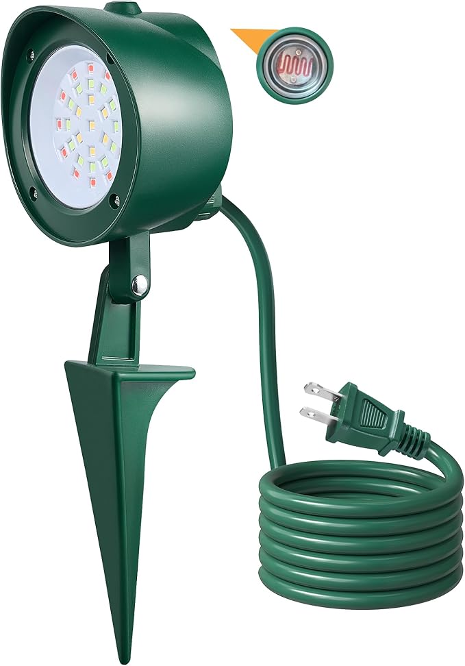 SURAIELEC Dusk to Dawn Christmas Spotlight Outdoor, Red & Green Decorative LED Landscape Spotlights with Timer, 6000K Daylight Waterproof Flood Lights for Yard, Tree, Flag, Holiday Decor, ETL Listed
