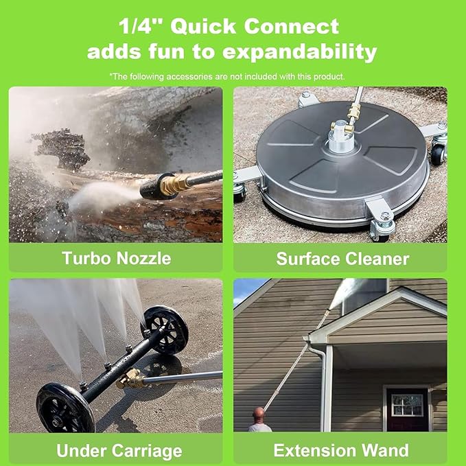 Electric Pressure Washer 5000 PSI 2.8 GPM High Power Washer with 4 Pressure Nozzle and Foam Cannon, powerwashers for Home, Car Washing, Fence Cleaning, Patio, Green