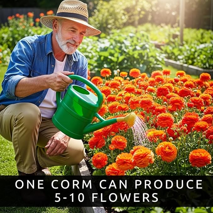 Ranunculus Flower Bulbs for Growing - Perennial Flowers with Extended Bloom Times - Ranunculus Corms for Planting (10 Orange Corms)