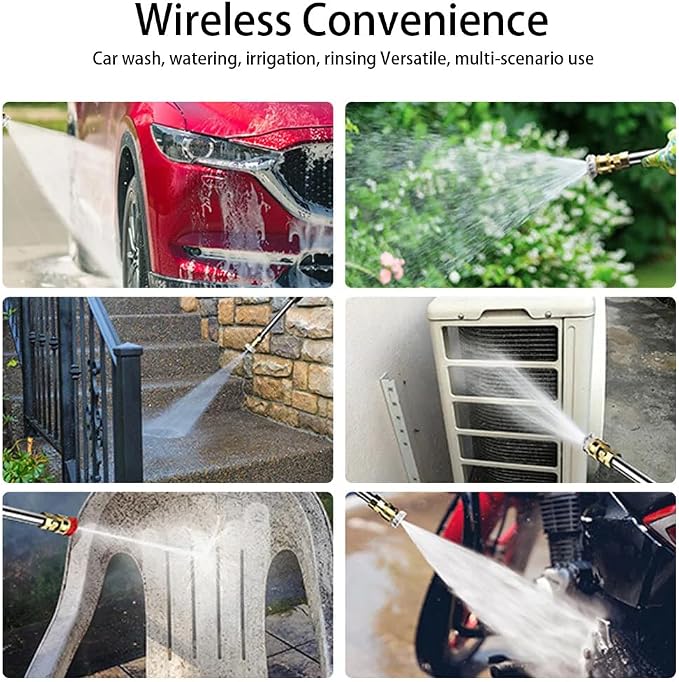 Cordless Pressure Washer, 21V, 2 Batteries, Charger, Hose, Accessories Included, 15000 r/min, Portable Power Washer (Black Water Gun - Toolbox - Powerful Battery*2)