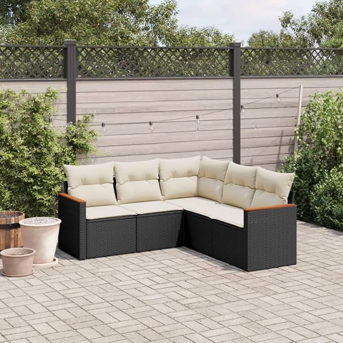 Garden Sofa Set Black Outdoor Conversation Set Outdoor Patio Furniture for Decks