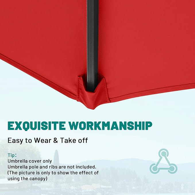 AreShark 9FT Patio Umbrella Replacement Canopy – Durable UV Protective Outdoor Table Market Umbrella Top for 8 Ribs, Canopy Only with Air Vent