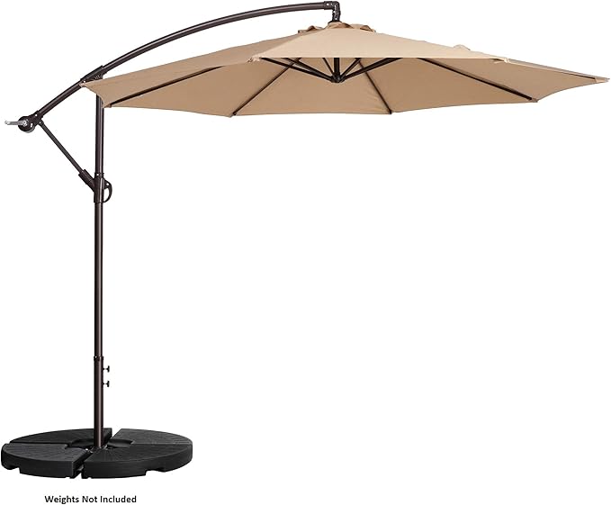 10 Ft Offset Cantilever Patio Umbrella - Fade-Resistant Shade Umbrella Outdoor Patio Canopy with Cross Base for Garden, Lawn, Deck, Yard or Pool by Pure Garden