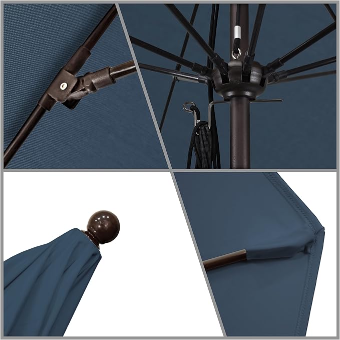 California Umbrella 11Ft Commercial Grade Sunbrella Fabric Market Umbrella, Pulley Lift, Aluminum/Fiberglass, 2mm pole wall, Bronze Frame, Regatta Fabric
