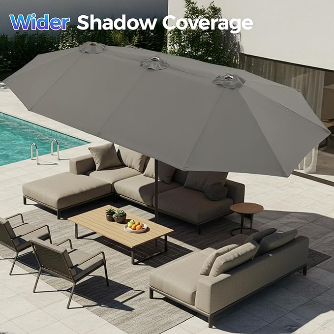 SUPERJARE 13FT Outdoor Umbrella for Patio, Double sided Pool Umbrellas with Fade Resistant Canopy, Large Table Umbrella for Deck, Market, Backyard - Dark Gray