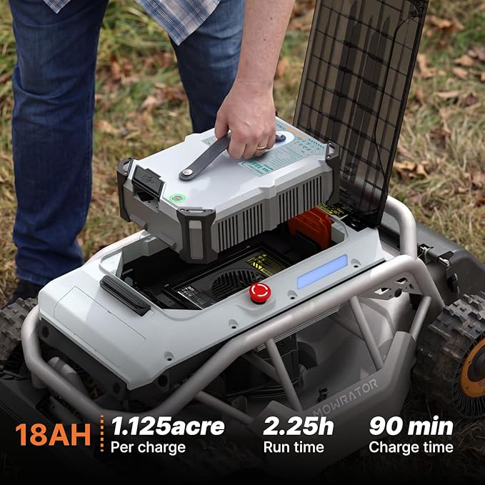 Mowrator S1 2WD 18Ah Remote Control Lawn Mower, 45% (24°) Slope, Spring to Fall Yard Care, with Leaf Shredding Vacuum, 21" Width, 1.8–4.6" Cutting Height, Up to 1.12 Acres