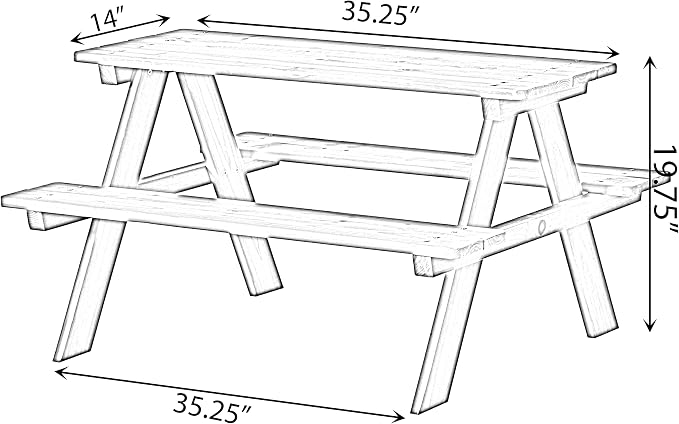 Gardenised, Stained Wooden Kids Outdoor Picnic Table for Garden and Backyard (QI004477)