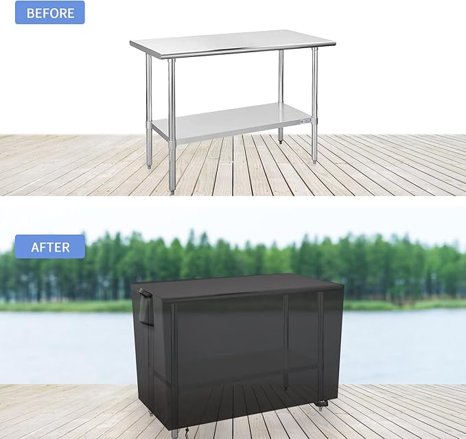 Outdoor Prep Table Cover 48 Inch,Waterproof Fadeproof UV Resistant Patio Stainless Steel Metal BBQ Table Cover All Season Protection for Outdoor Table - 48 x 24 x 35 Inch