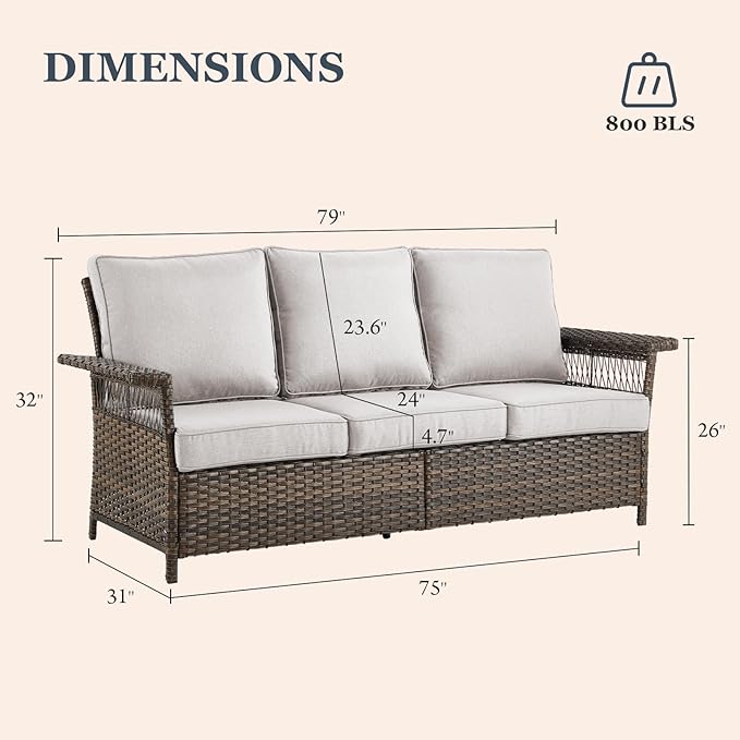 Patio Furniture Set 2 Wicker Swivel Glider Chairs 2 PE Rattan Ottomans with Beige Cushions Patio PE Rattan Sofa Coffee Table Brown Wicker Patio Conversation Set 6pcs for Patio