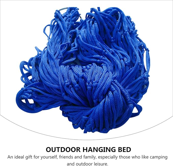 Gatuida 2pcs Nylon Rope Mesh Hammocks Outdoor Camping Sleeping Swing Beds Foldable Travel Hammock with Blue and Army Green for Backyard Patio Random Color
