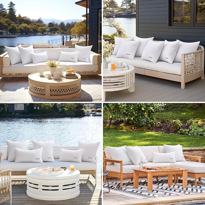 MIULEE Outdoor Pillows Set of 4 16x16 Waterproof Throw Pillow Inserts | Decorative Water Resistant Pillow Cushion for Patio and Garden