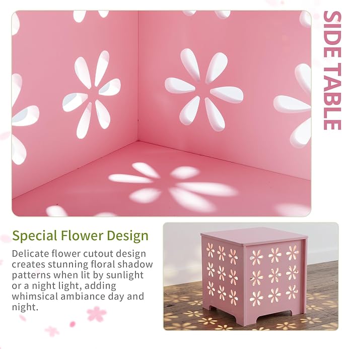Outvita Side Table for Indoor & Outdoor, Square Modern Side Table with Storage Layer, Night Stand, Bedside Table, Tooless Assembly for Patio, Living Room, Bedroom
