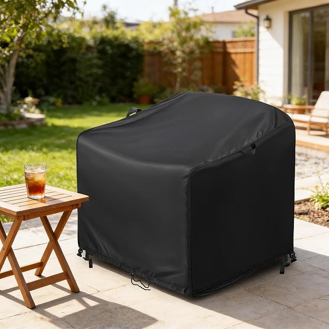 Kasla Patio Chair Cover, Waterproof Heavy Duty Cover for Outdoor Wicker Egg Basket Chair & Lounge Rattan Chair & Swivel Lounge Chair (Black, 38"L×39"W×40"H)