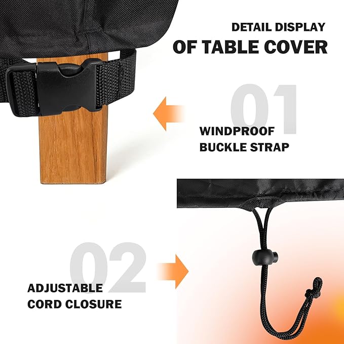 TOHONFOO Rectangular Patio Table Cover - Waterproof Anti-UV Outdoor Table Cover - Outdoor Patio Furniture Cover 85" L x 40" W x 6" H