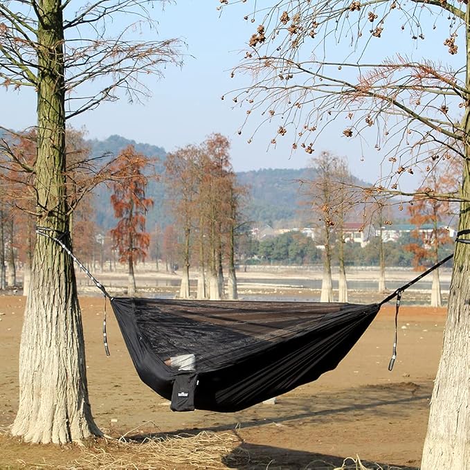 Sunyear Camping Hammock with Rain Fly and Removable No See-Um Net - Outdoor Hammock Accessories-Hammock Tent for Outside-Keep Side Wind&Rain-Large and Heavy Duty