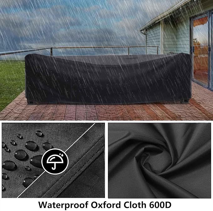 Patio Furniture Covers 108" L x 64" W x 36" H Waterproof Outdoor Table Cover Rectangular 600D Sofa Cover Weatherproof Furniture Covering for Deck Lawn and Backyard 270x160x90cm