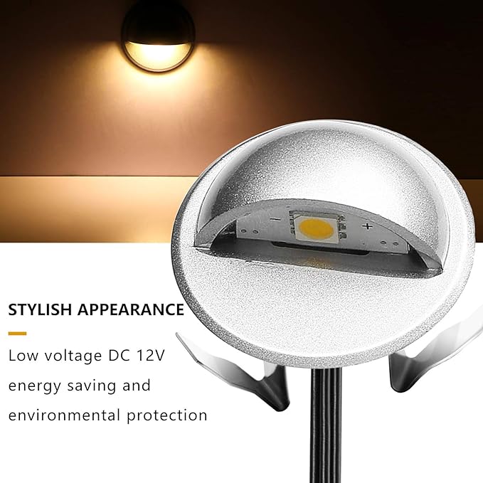 6 Pack LED Stair Lights Kit Low Voltage Waterproof IP65 Outdoor 1-2/5" Recessed Wood LED Deck Lighting Yard Garden Patio Step Landscape Pathway Decor Lamps,Warm White