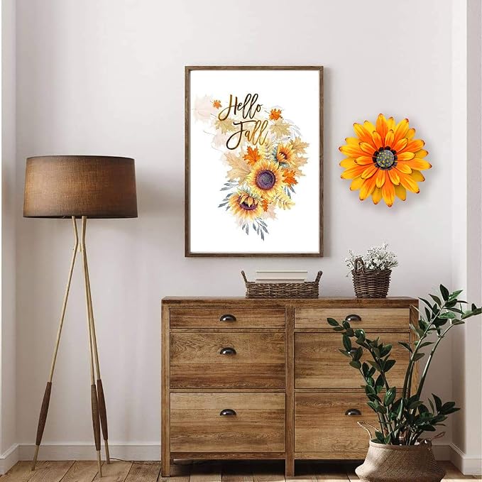 EASICUTI Sunflower Metal Flowers Wall Decor Metal Wall Art Decorations Hanging For Indoor Outdoor Home Bathroom Kitchen Dining Room Bedroom Porch Hallway Or Wall Sculptures 12 Inch