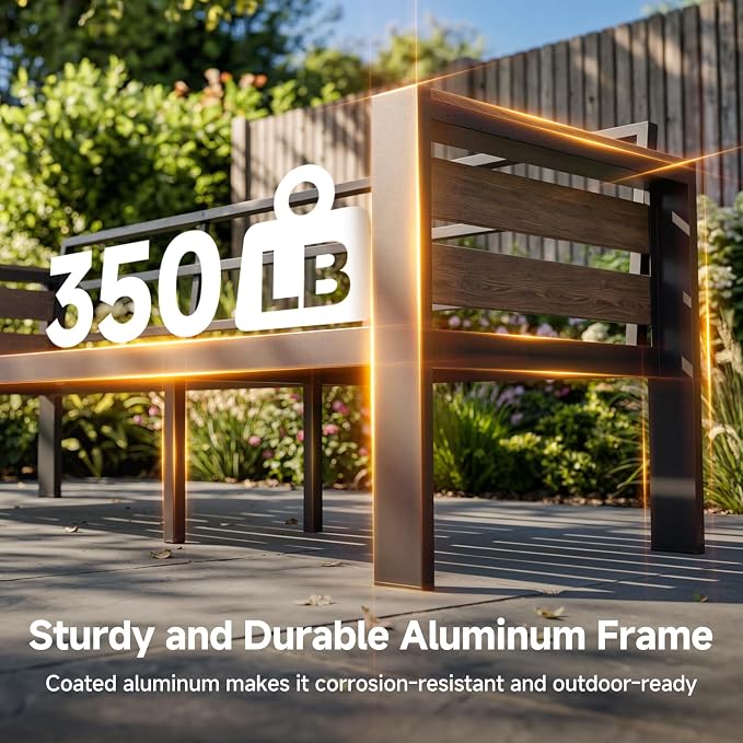Modern Aluminum Patio Furniture Set with 2 Footstool, 7 Pieces Rustproof Patio Conversation Sets with Thick Cushions & Coffee Table, All Weather Oversized Metal Sectional Sofa for Deck Backyard
