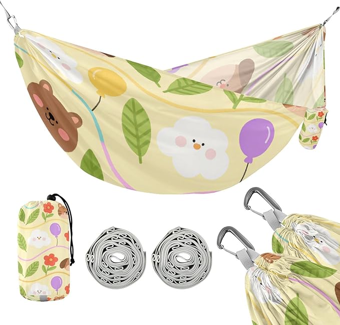 Cartoon Cute Brown Bear 330lb Capacity Outdoor Hammocks Swing Hammock for Indoor Outdoor Patio hamaca para Patio Exterior