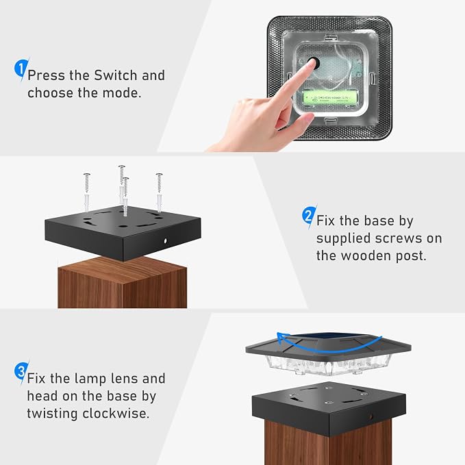 4x4 Solar Post Cap Lights Outdoor RGB Color Changing, LED Fence Light Solar Powered Waterproof, Wood/Vinyl Posts Top Lighting for Outside Deck Yard Garden Patio