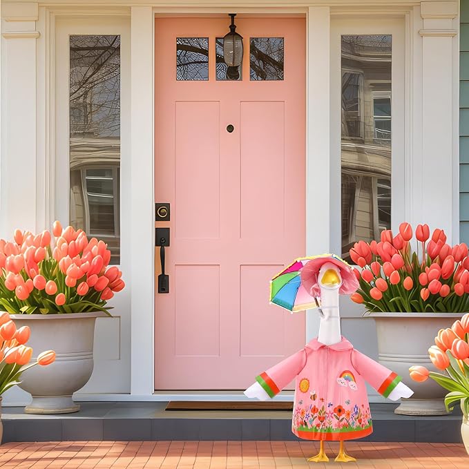 Porch Goose Outfit Summer Hawaiian Fishing Porch Goose Outfit Clothes Costume for 23 In Statue Garden Yard Decor