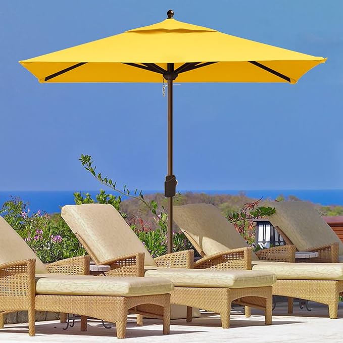 EliteShade USA 10-Year-Non-Fading 6x6Ft Square Market Patio Umbrella, UPF 50+ UV Protection Performance Sun Umbrella, Heavy Duty Commercial Grade Outdoor Table Umbrella with Crank, Windproof Vented Top for Garden, Pool, Deck and Outdoor Playsets, Sunfl...