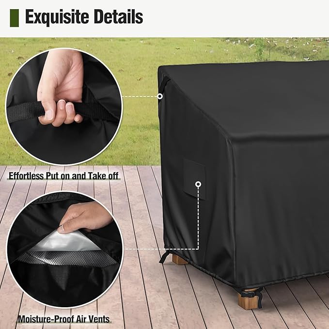 MR.COVER 3-Seater Outdoor Couch Cover Waterproof, Patio Furniture Cover for Sofa, Heavy Duty Outdoor Sofa Covers, Polyester & Double-Stitched Seams, Fits up to 76" W x 37" D x 35" H, Classic Black