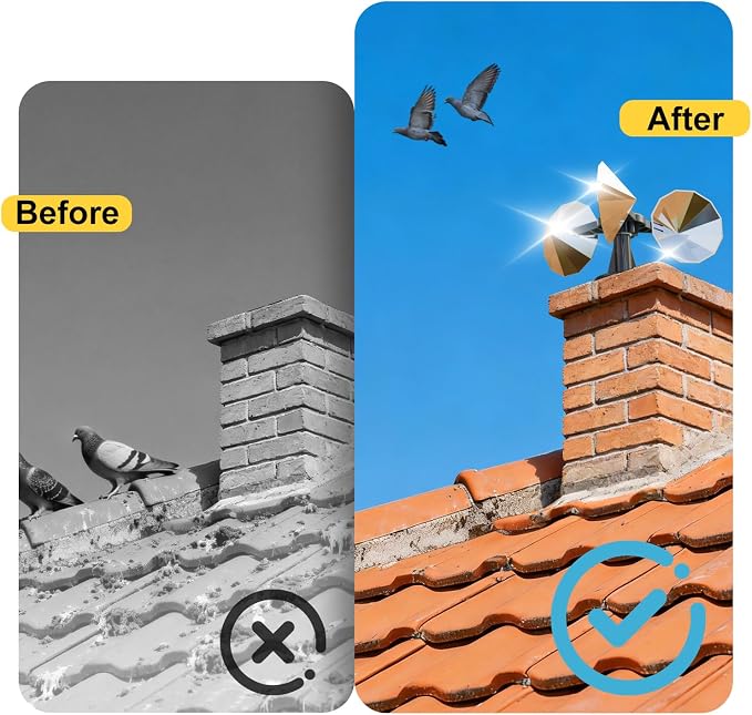 OFFO 2 PCS Bird Scare Reflective Device, Bird Reflector with Plastic Base for Outside, Keep Pigeon Woodpeckers and Sparrows Away for Outdoor Boats Roofs Gardens