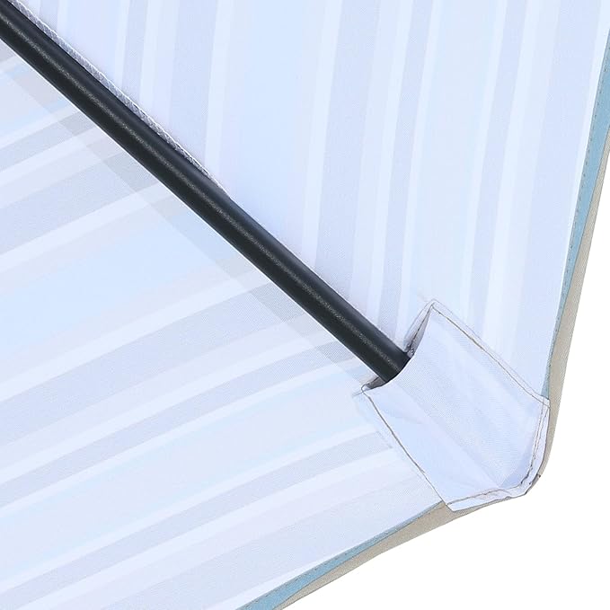 MASTERCANOPY Patio Umbrella 10 ft Replacement Canopy for 8 Ribs-Khaki and Turquoise Stripe Canopy Only