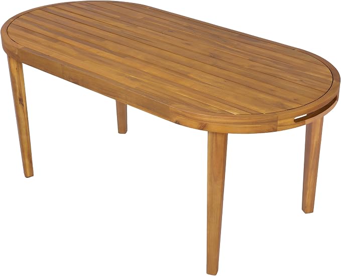 Christopher Knight Home Domac Acacia Wood Dining Table Set for 6, Solid Wood Outdoor Dining Set for 6, Oval Patio Dining Table and Chair Set with Cushion & Rope Accent, Cream Beige + Oatmeal + Teak