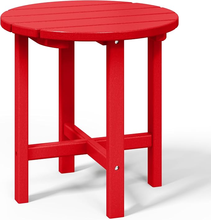 WestinTrends Dylan Adirondack Round Outdoor Side Table, Red