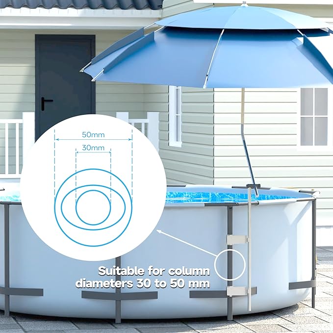 ECOPOOLTECH 7' Above Ground Pool Umbrellas, Outdoor Pool Sunshade for Oval or Rectangular Swimming Pools, Multi-functional Patio Umbrella for Garden/Pool Deck/Backyard, Must have Pool Accessories